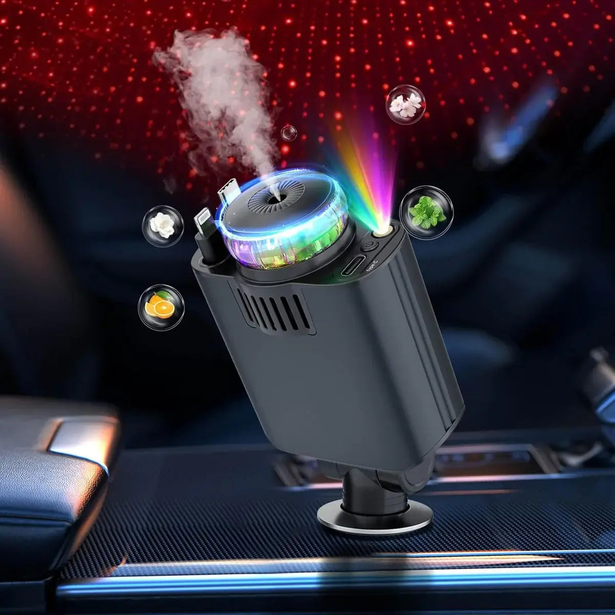 AromaVolt™ Cargador de coche 5 en 1 con ambientador .